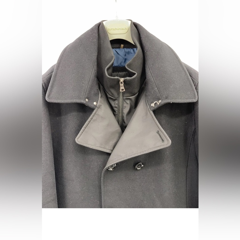 Elie Tahari Mens Double Brested wool blend Zip-up Black Coat Size M (F3) - Picture 3 of 8